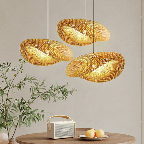 Bamboo Pendant Light – Natural Woven Ceiling Lamp