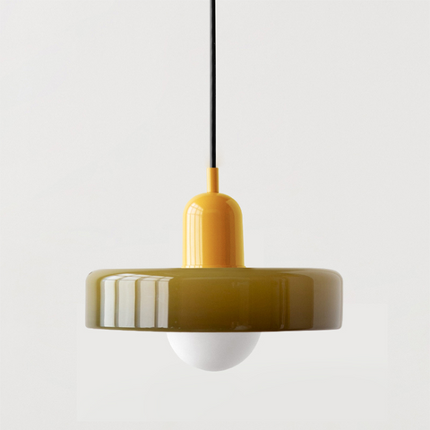 Bauhaus Stained Glass Pendant Light – Vintage Hanging Lamp