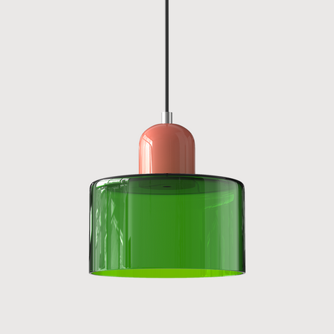 Bauhaus Pendant Light – Colorful Glass Shade, Adjustable Height