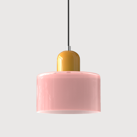 Bauhaus Pendant Light – Colorful Glass Shade, Adjustable Height
