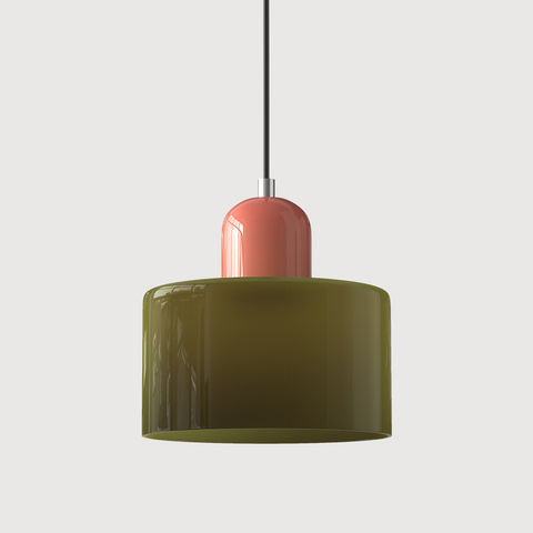 Bauhaus Pendant Light – Colorful Glass Shade, Adjustable Height