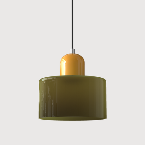 Bauhaus Pendant Light – Colorful Glass Shade, Adjustable Height