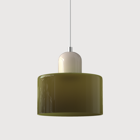 Bauhaus Pendant Light – Colorful Glass Shade, Adjustable Height