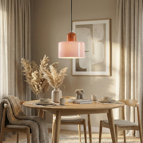 Bauhaus Pendant Light – Colorful Glass Shade, Adjustable Height