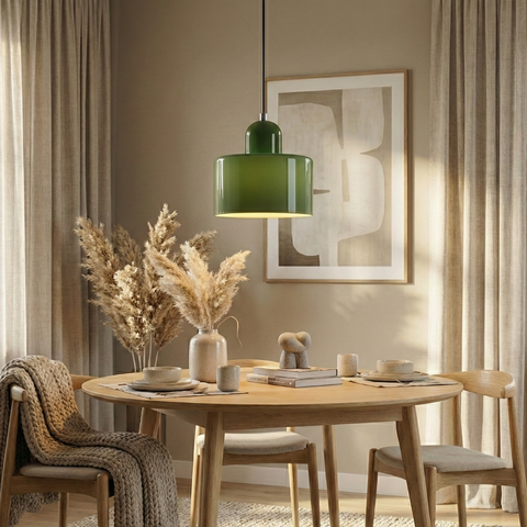 Bauhaus Pendant Light – Colorful Glass Shade, Adjustable Height