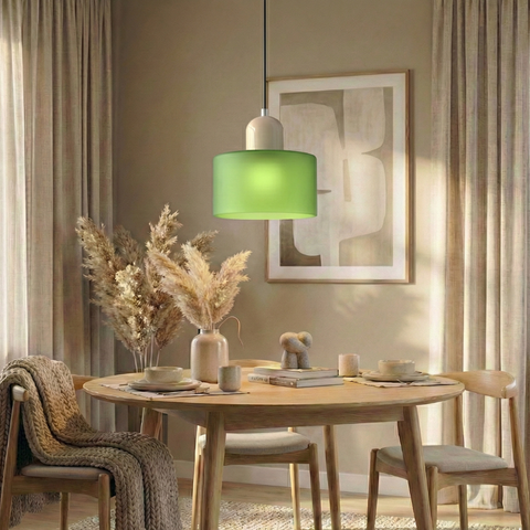 Bauhaus Pendant Light – Colorful Glass Shade, Adjustable Height