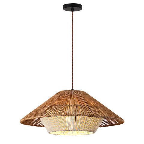 Japanese Wicker Pendant Light – Handwoven Rattan Ceiling Lamp