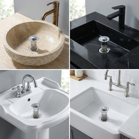 Odor Isolation Pop-Up Sink Stopper – With Built-In Strainer