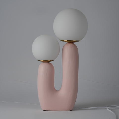 Harz U Table Lamp – Nordic Dual Glass Globe Design with Creative Cactus Shape