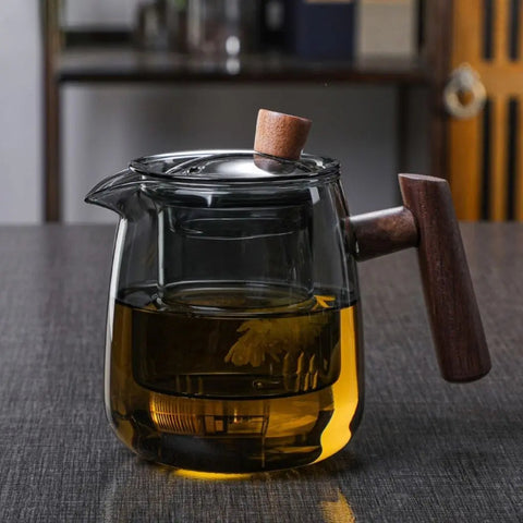 Borosilicate Glass Teapot | Infuser & Wooden Handle
