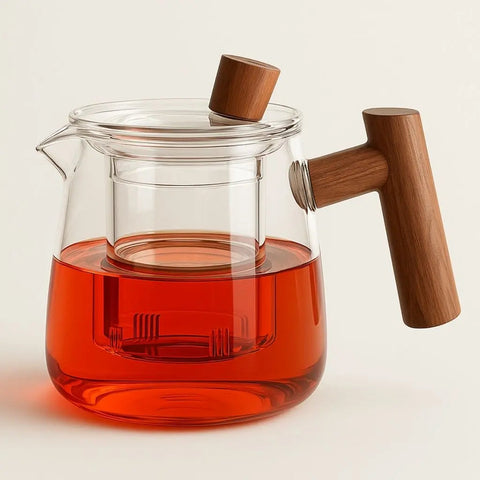 Borosilicate Glass Teapot | Infuser & Wooden Handle