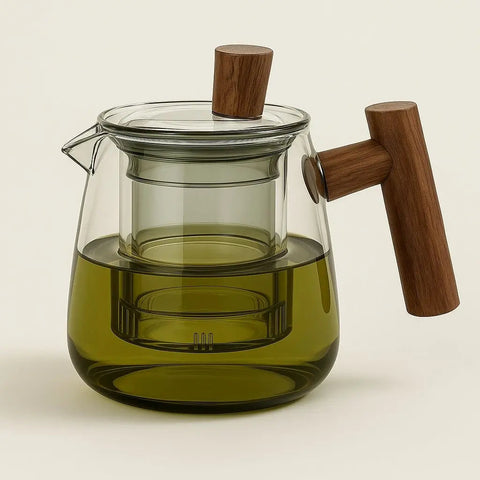 Borosilicate Glass Teapot | Infuser & Wooden Handle