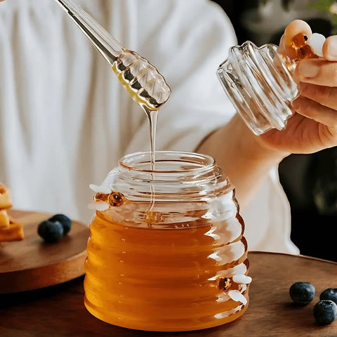 Glass Honey Jar – Bee Design with Lid