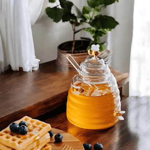 Glass Honey Jar – Bee Design with Lid