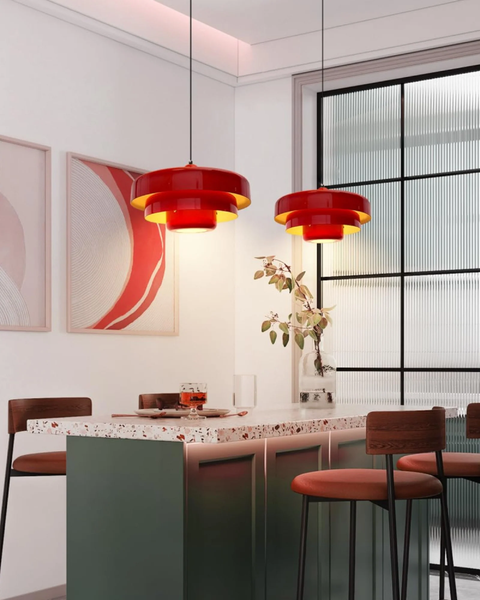 Cascadia Pendant Light – Retro Orange Style with a Modern Statement Twist