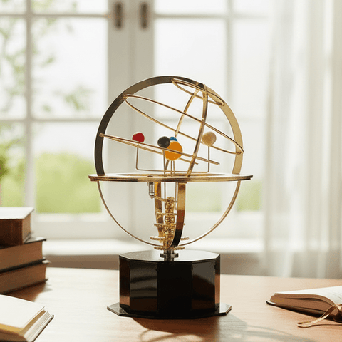 Brass Solar System Orrery – Rotating Desktop Model Display