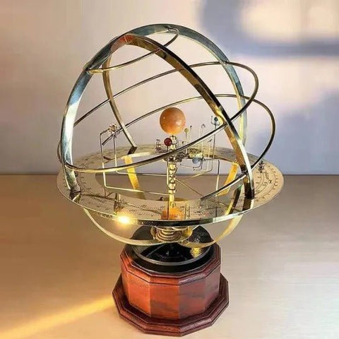 Brass Solar System Orrery – Rotating Desktop Model Display