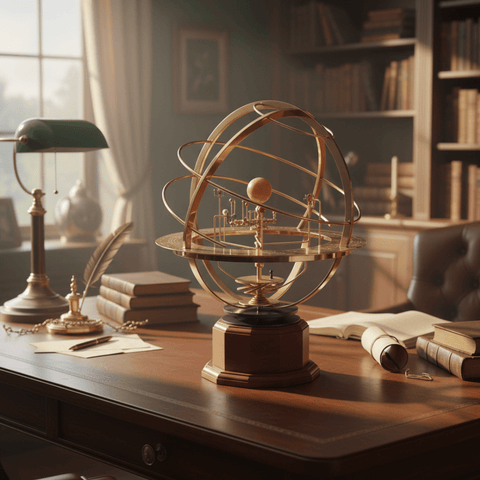 Brass Solar System Orrery – Rotating Desktop Model Display
