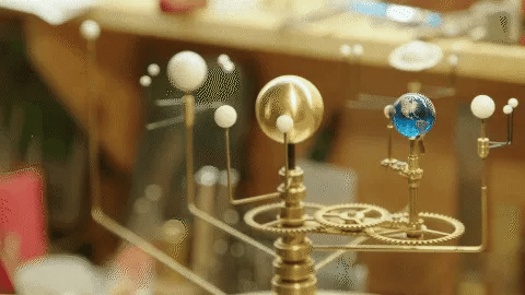 Brass Solar System Orrery – Rotating Desktop Model Display