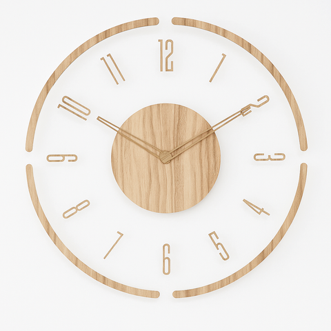 Scandinavian Wooden Wall Clock – Minimalist Silent Design