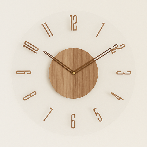 Scandinavian Wooden Wall Clock – Minimalist Silent Design