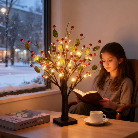 LED Berry Tabletop Christmas Tree – 12" Warm Light Holiday Decor