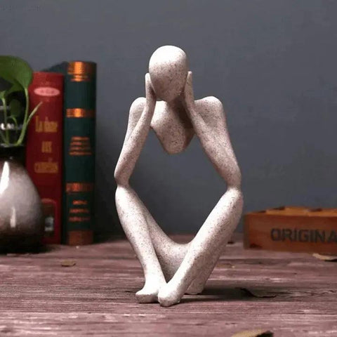 Abstract Sculpture | Minimalist Resin Thinker Figurine