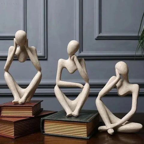 Abstract Sculpture | Minimalist Resin Thinker Figurine