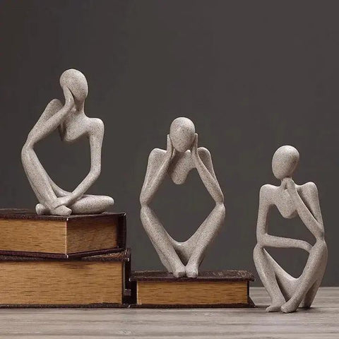 Abstract Sculpture | Minimalist Resin Thinker Figurine