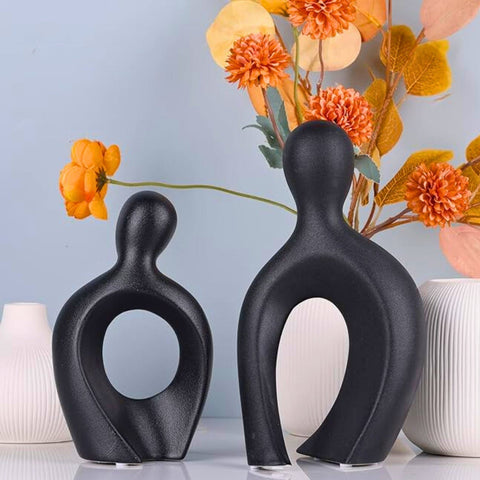 Abstract Couple Ceramic Sculpture – Modern Symbolic Home Decor