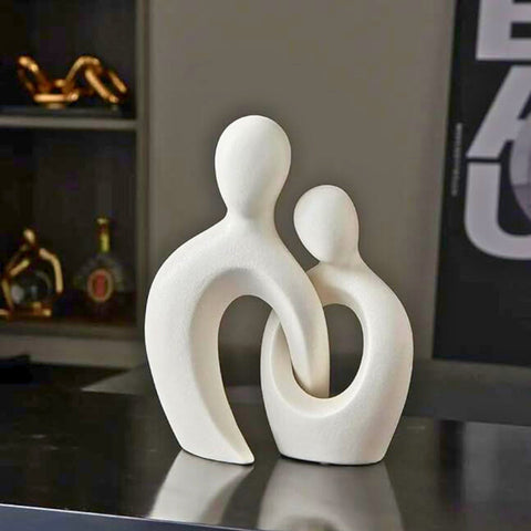 Abstract Couple Ceramic Sculpture – Modern Symbolic Home Decor
