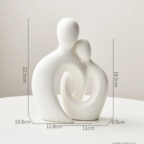 Abstract Couple Ceramic Sculpture – Modern Symbolic Home Decor