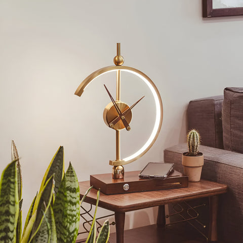 GLux Clock – Geometric LED Table Lamp with Wireless Qi Charger & Golden Time Display