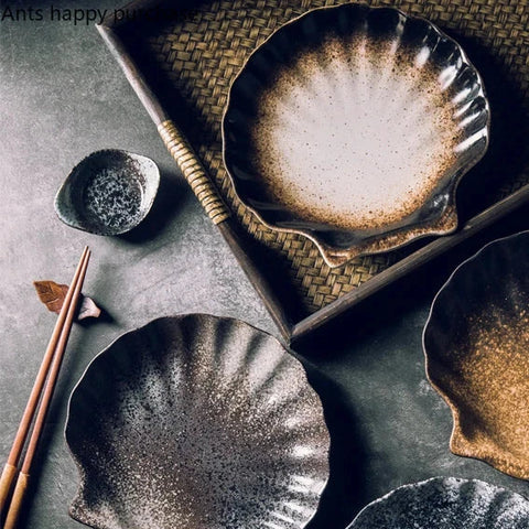 Coastal Ceramic Dinner Plate | Shell Design Tableware