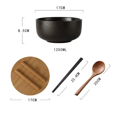 Red Ceramic Soup Bowl Set | 4-Piece Dining Bowls