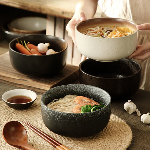 Red Ceramic Soup Bowl Set | 4-Piece Dining Bowls