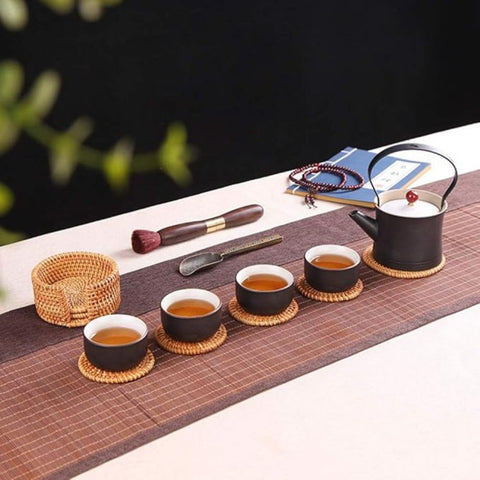 Handmade Rattan Coasters – Set of 6 Natural Woven Table Protectors