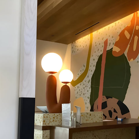 Harz U Table Lamp – Nordic Dual Glass Globe Design with Creative Cactus Shape