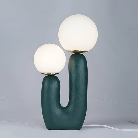 Harz U Table Lamp – Nordic Dual Glass Globe Design with Creative Cactus Shape