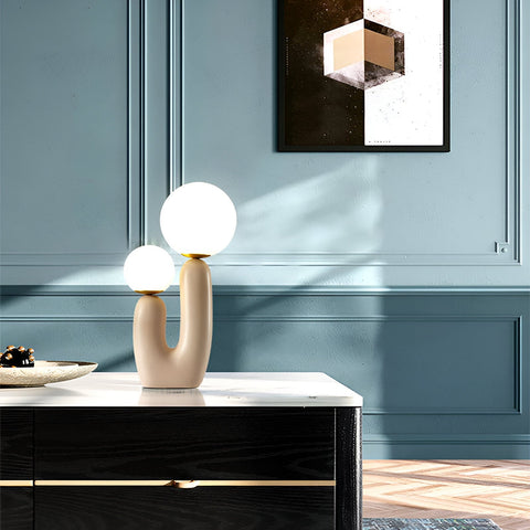Harz U Table Lamp – Nordic Dual Glass Globe Design with Creative Cactus Shape