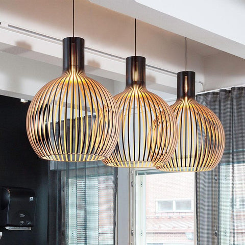 Geometric Pendant Light | Wood Finish Ceiling Light