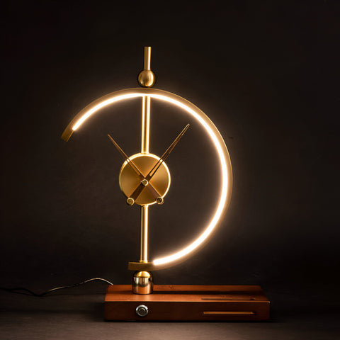 GLux Clock – Geometric LED Table Lamp with Wireless Qi Charger & Golden Time Display