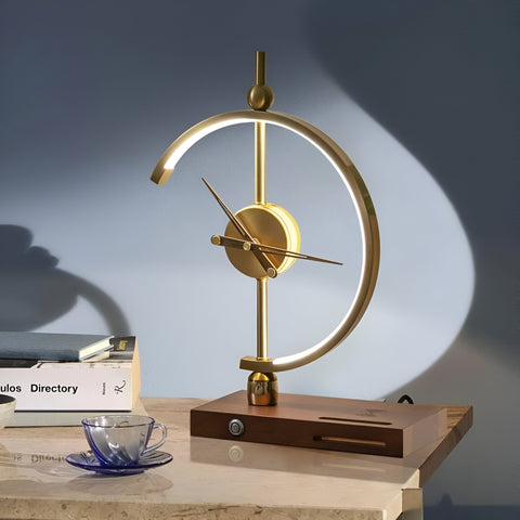 GLux Clock – Geometric LED Table Lamp with Wireless Qi Charger & Golden Time Display