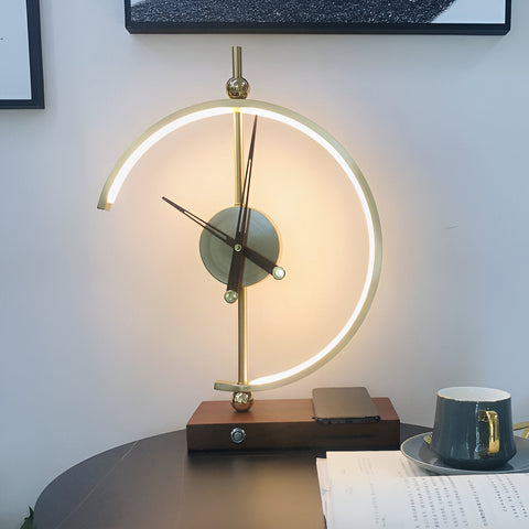 GLux Clock – Geometric LED Table Lamp with Wireless Qi Charger & Golden Time Display