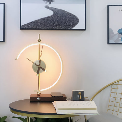 GLux Clock – Geometric LED Table Lamp with Wireless Qi Charger & Golden Time Display