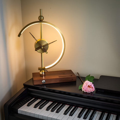 GLux Clock – Geometric LED Table Lamp with Wireless Qi Charger & Golden Time Display