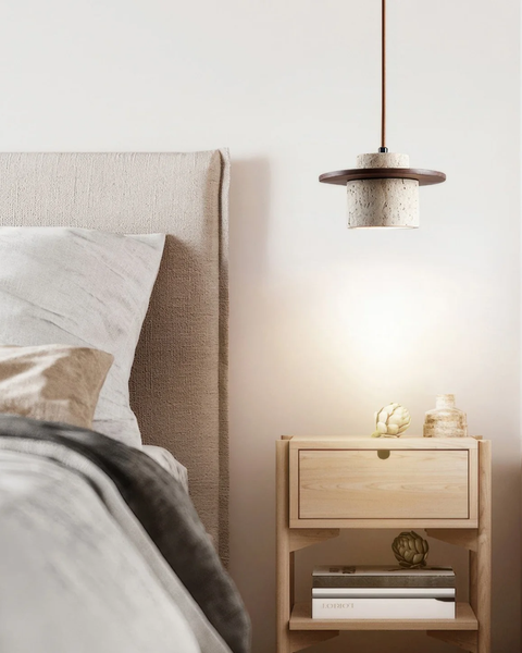 Atlaro Pendant – Rustic Glow with Travertine Stone Elegance