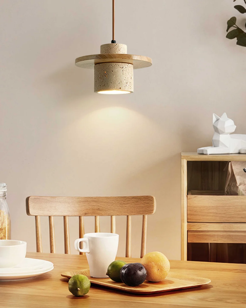 Atlaro Pendant – Rustic Glow with Travertine Stone Elegance