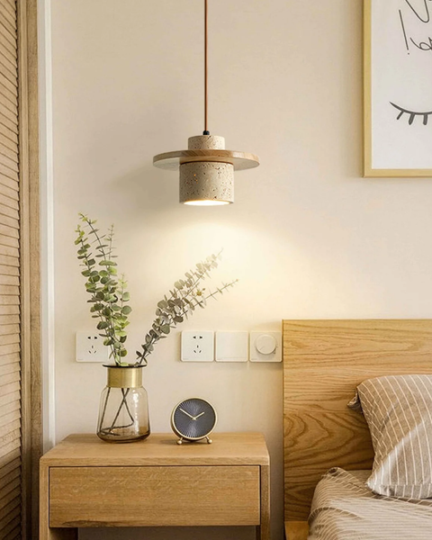 Atlaro Pendant – Rustic Glow with Travertine Stone Elegance