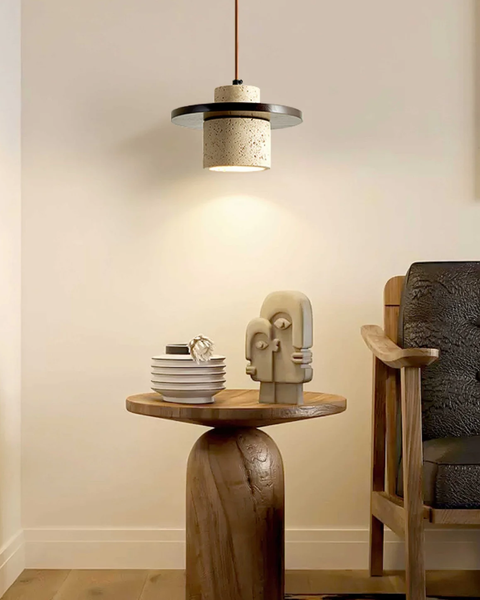 Atlaro Pendant – Rustic Glow with Travertine Stone Elegance